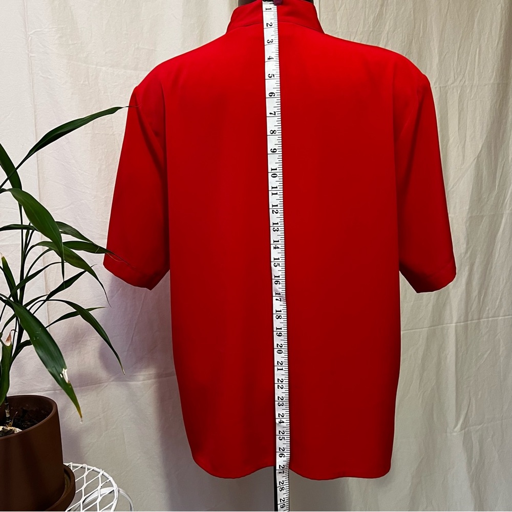Vintage Red Mandarin Collar Blouse Yves St Clair - Picture 5 of 9